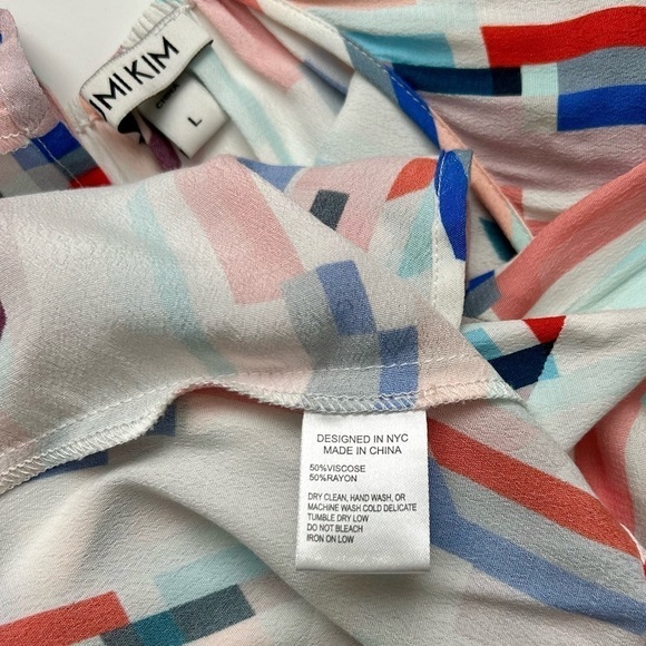 YUMI KIM Destination Dress in Split Screen Red White Blue Shift Mini Slip Size L - Picture 12 of 12